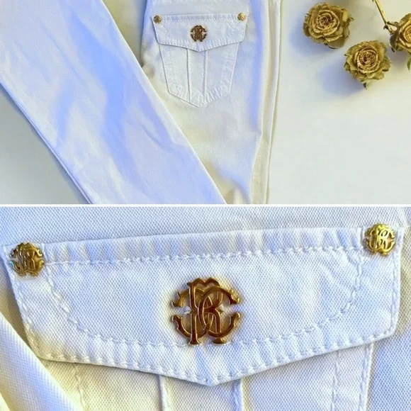 VINTAGE Roberto Cavalli couture jeans Wide legged Boot cut Gorgeous gold accents - Picture 7 of 16